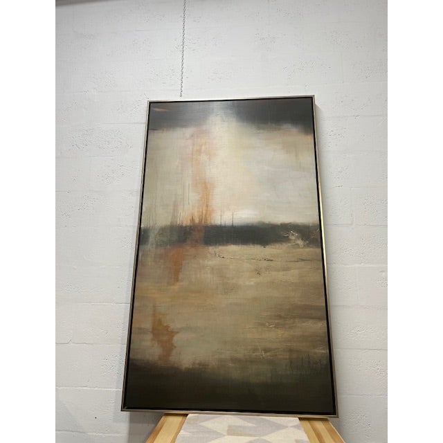 Abstract, Landscape, hand Embellished hand embellished on canvas. Wood Frame, floated mount.