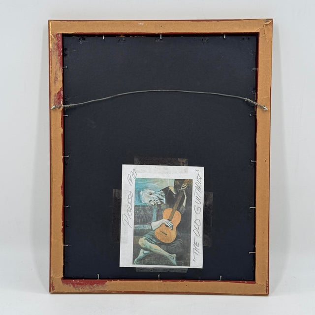 Signed Original Watercolor After Picasso Old Guitarist Framed For Sale - Image 11 of 11