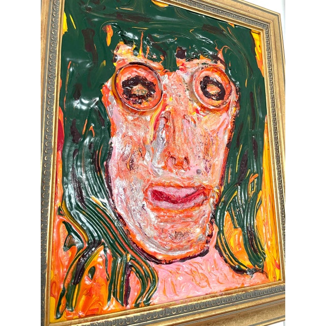 Vintage 1999 Lee Berger painting frames in a stunning gold antiqued frame. Lee uses heavy acrylic on canvas to create a...