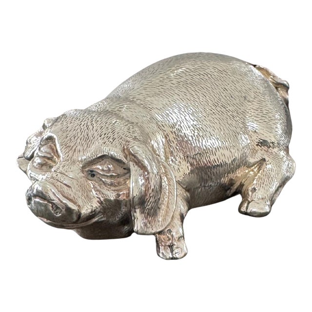 Late 20th Century Italian Silver Pig Figurine in the Style of Alessandro Magrino For Sale
