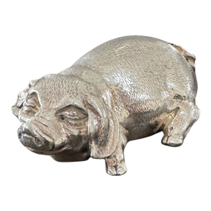 Late 20th Century Italian Silver Pig Figurine in the Style of Alessandro Magrino