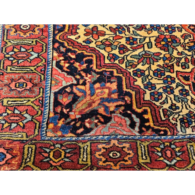 19th Century Persian Farahan Rug, Hand-Knotted Wool, Floral Pattern, Tan & Navy, 4x5 For Sale - Image 15 of 16