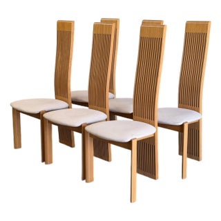 Late 20th Century Set of 6 Italian Tall Back Dining Postmodern Chairs in Style of Pietro Costantini For Sale