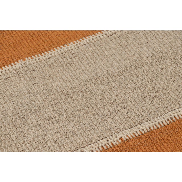 Rug & Kilim’s Contemporary Square Kilim in Beige and Orange Stripes For Sale In New York - Image 6 of 7