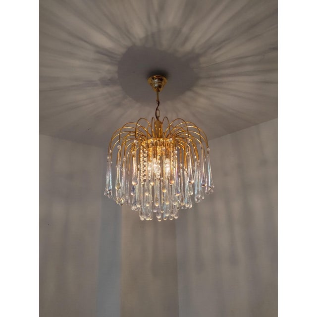 Murano Glass Teardrop Chandelier with Gilded Frame attributed to Paolo Venini, 1970s For Sale - Image 13 of 18