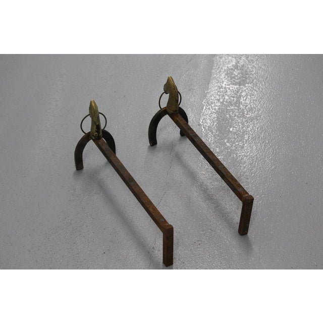 Gold Horse Decor Fireplace Andirons, 1950s, Set of 2 For Sale - Image 18 of 18