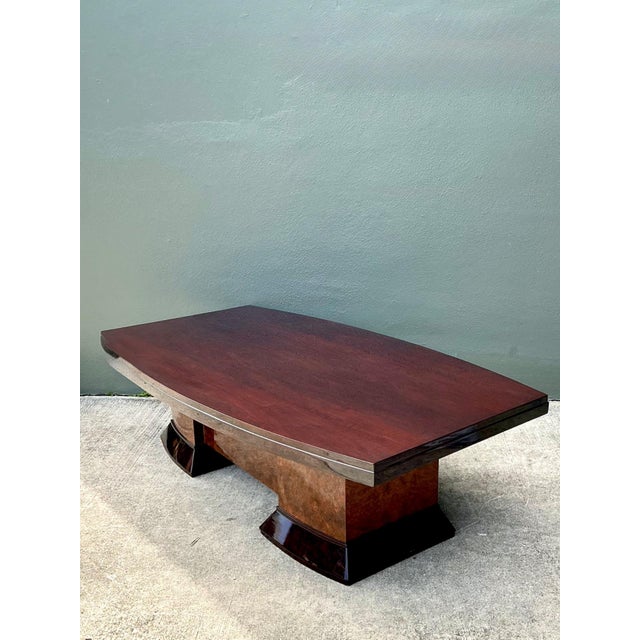 Vintage Custom Deco Double Tone Burl Coffee Table For Sale - Image 16 of 18
