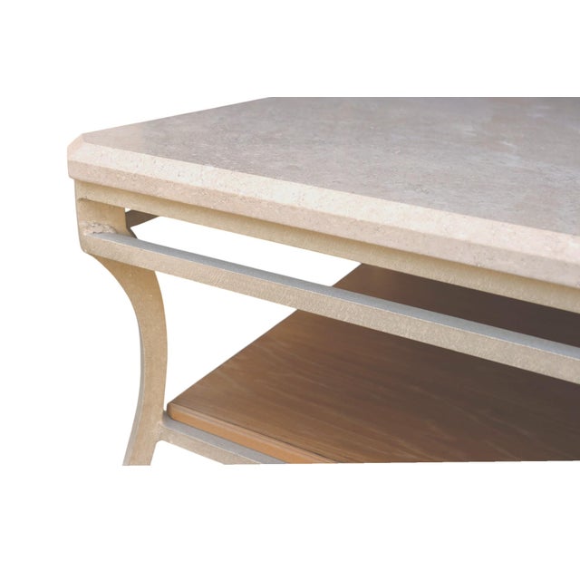 Wood Lexington Furniture Travertine and Iron Coffee Table For Sale - Image 7 of 10