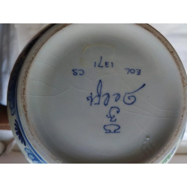 Delft 1960’s Vintage Delft Vase With Blue Floral Decoration For Sale - Image 4 of 4