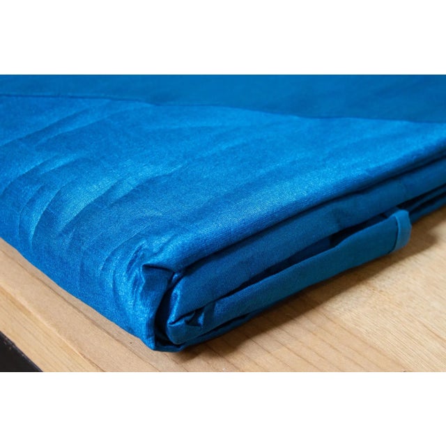 1990s Blue Silk Blend Duvet Cover For Sale - Image 5 of 6