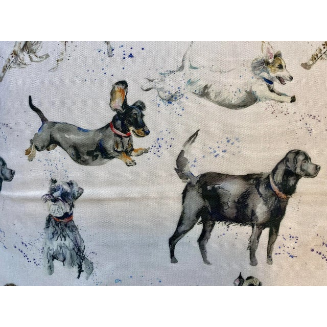 2010s 20” Square Pillow Decorated With Various Dog Breeds at Play - Made in U K For Sale - Image 5 of 9