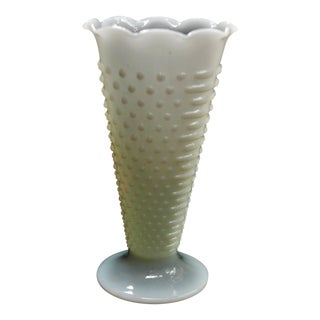Vintage Anchor Hocking Hobnail Milk Glass Vase For Sale