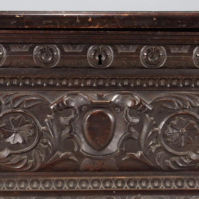 Neo-Renaissance Style Chest in Walnut-Stained Fir For Sale - Image 6 of 13