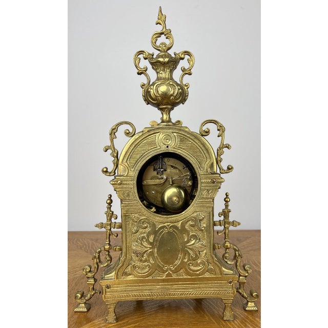Vintage Style Brass Ornate Mantel Clock For Sale - Image 14 of 17