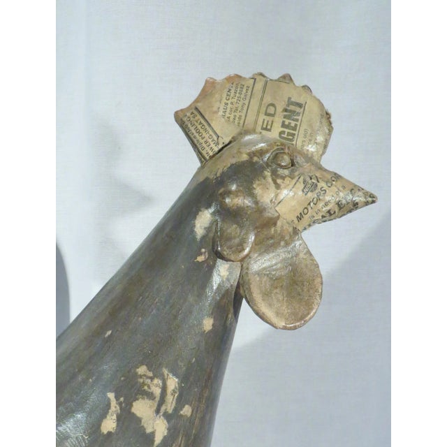 Antique Wood Carved Paper Mache Rooster Mold For Sale - Image 4 of 11