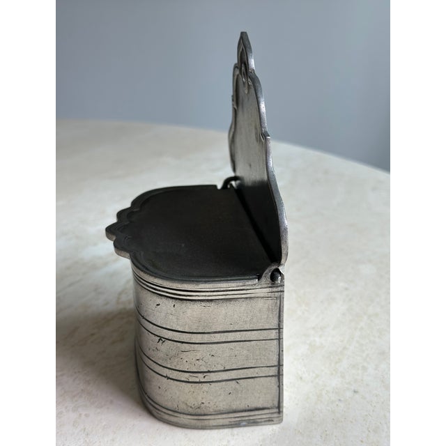 French Antique French Pewter Wall Mounted Salt Box With Hinged Lid For Sale - Image 3 of 7