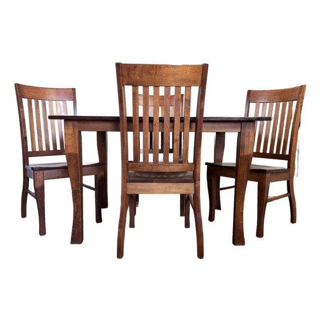 Solid Wood Craftsman Mission Style Dining Set For Sale
