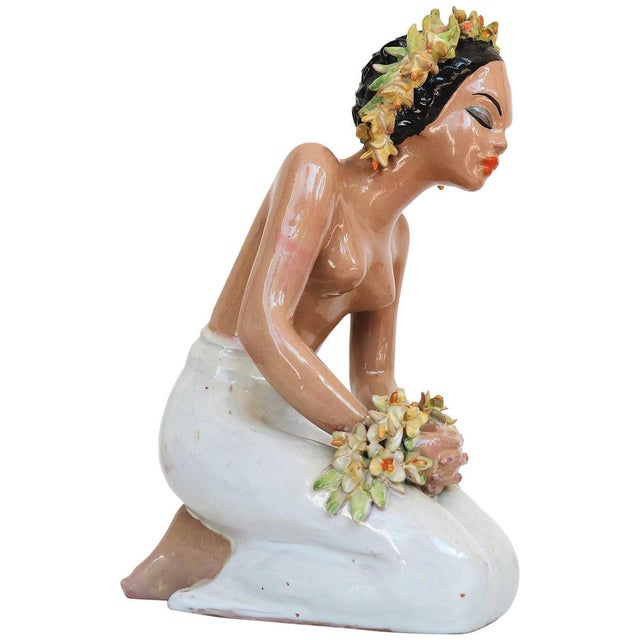 Hungarian Art Deco Painted Ceramic Sculpture For Sale - Image 9 of 9