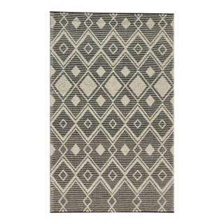 8x10 Luna Kilim Black Diamond Modern Handmade Wool Carpet Rug For Sale