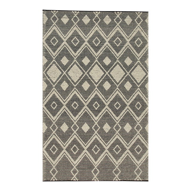 8x10 Luna Kilim Black Diamond Modern Handmade Wool Carpet Rug For Sale
