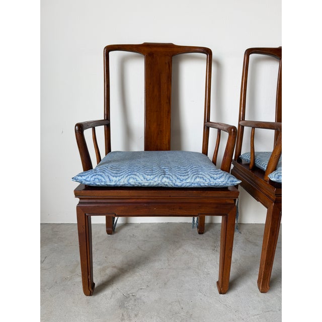 Wood Vintage Henredon Hollywood Regency Chinoiserie Sculpted Mahogany Dining Armchairs – Pair For Sale - Image 7 of 16