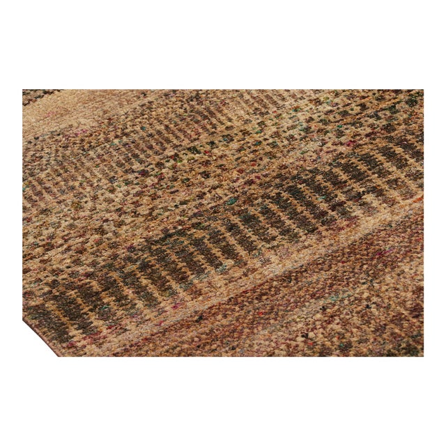 Rug & Kilim’s Modern Textural Rug in Beige and Purple With Polychrome Striae For Sale