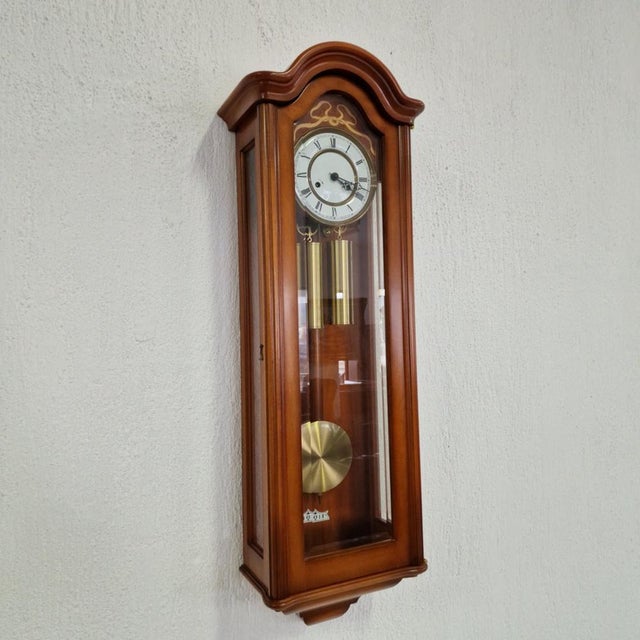 Wood German Wall Clock, 1990s For Sale - Image 7 of 11