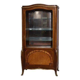 Louis XV Style Display Cabinet in Marquetry of Woods, 1890s For Sale