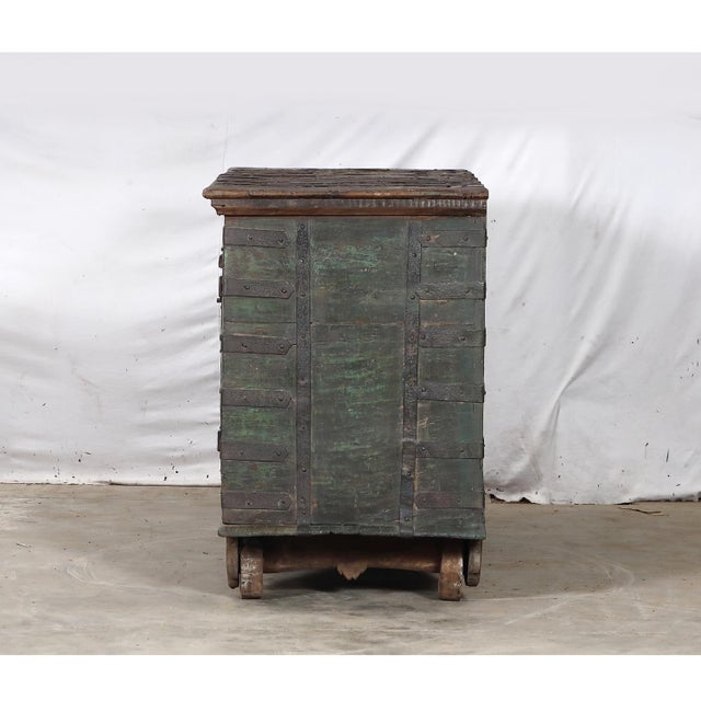 Antique Indian Teakwood Pitara Chest Console For Sale - Image 4 of 9