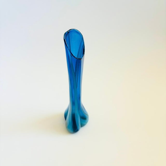 MCM Striped Blue Swung Glass Vase For Sale - Image 4 of 10
