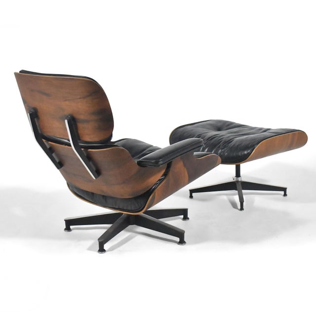 Mid 20th Century Rare Pair of Early Rosewood Eames Lounge Chairs For Sale - Image 5 of 15