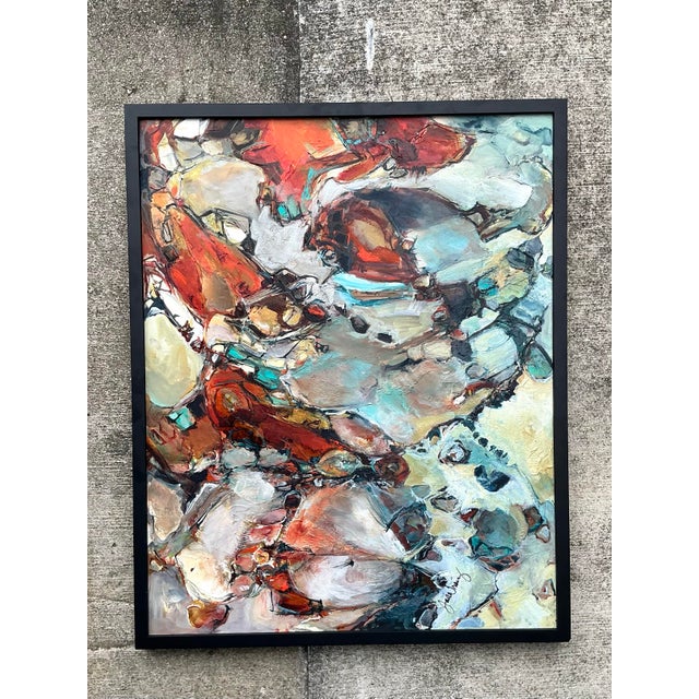 Vintage Original Abstract Oil Painting on Board For Sale - Image 4 of 12