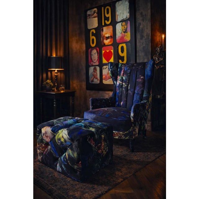 High-Back Manor Velvet Lounge Chair For Sale - Image 10 of 10
