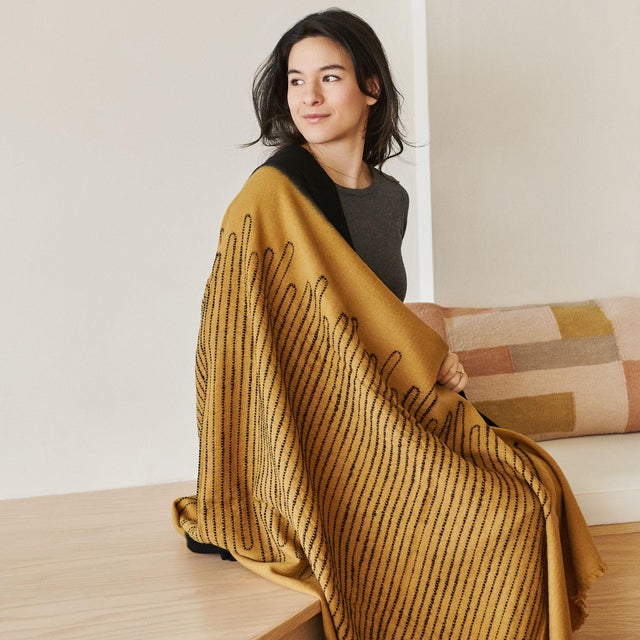 Contemporary Handwoven Topaz Brown Myrtle Drift Merino Throw For Sale - Image 3 of 10