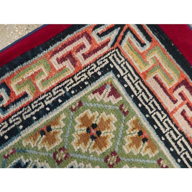 Mid 20th Century Galerie Shabab Collection Mid-20th Century Handmade Tibetan Throw Rug For Sale - Image 5 of 8
