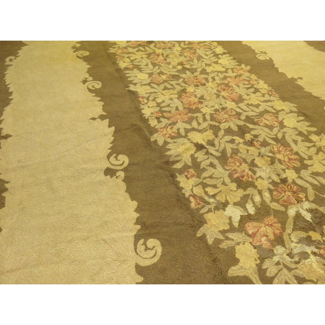 Mid 20th Century Brown Tone Palace Size American Hook Floral Rose Rug For Sale - Image 4 of 6