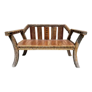 Late 20th Century Vintage Rustic Handmade Wooden Bench