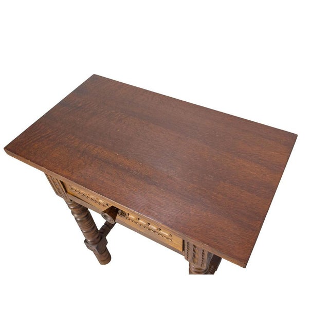 Brown Mid-Century Spanish Style Bedside Tables in Oak, France, 1960s, Set of 2 For Sale - Image 8 of 13