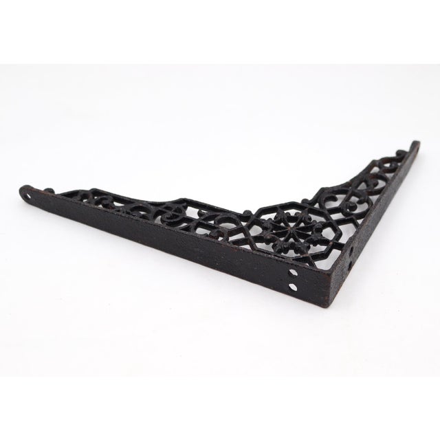 Mid 20th Century Eastlake 9 X 7 In. Black Cast Iron Shelf Bracket For Sale - Image 4 of 4