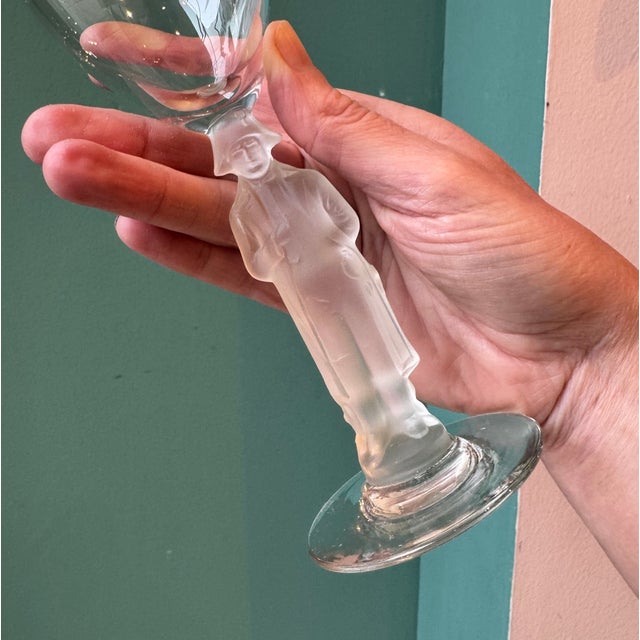 1970s Vintage Bayel France Style Frosted Crystal Napoleon Cordial Glasses- Set of 4 For Sale - Image 5 of 8