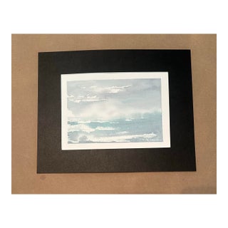 “Quiet Horizon” Matted Original Watercolor Seascape by Nancy Smith For Sale