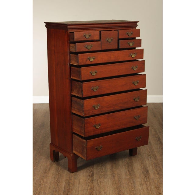 American Antique American Chippendale Period Cherry Tall Chest Of Drawers For Sale - Image 3 of 18