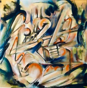 “Cezanne Meets Godzilla” Original Oil Painting by Erik Sulander 48x48