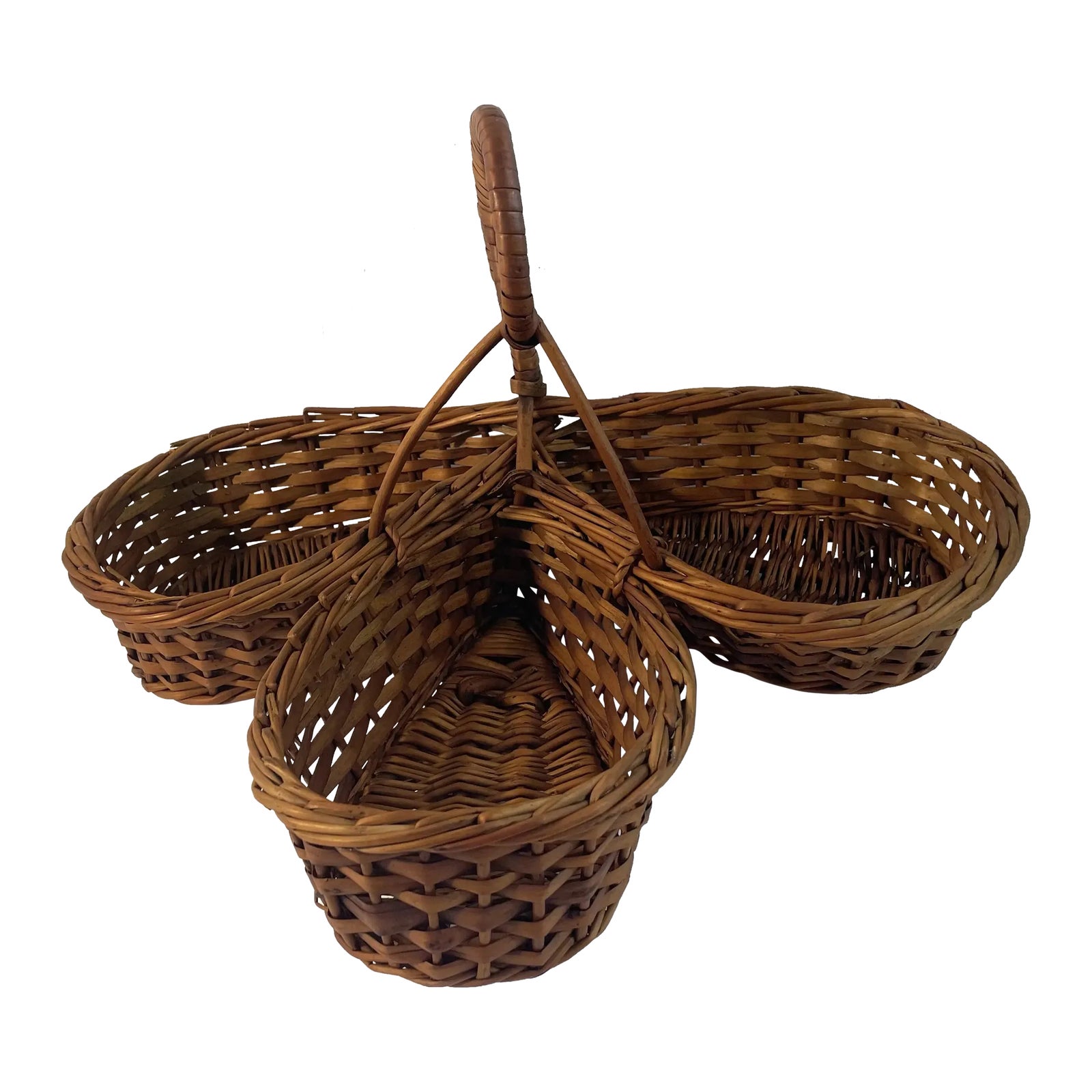 Vintage Three Part Divided Basket | Chairish