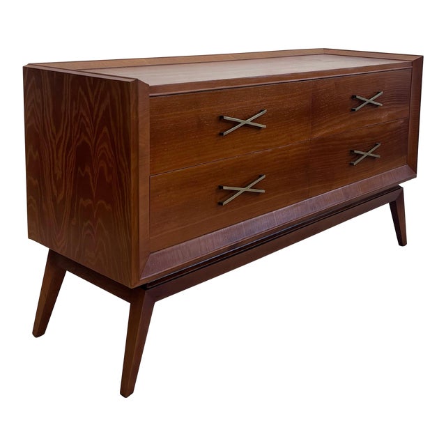 Mid 20th Century Attributed Paul Frankl X-Pull Four Drawer Dresser For Sale
