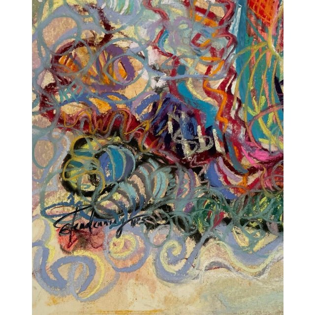 Abstract pastel on heavy paper by Washington State artist Susan Flora Glendenning (born 1948.) Signed lower left with NPS...