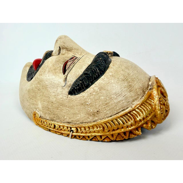 Yogyakarta Javanese Hand Painted Carved Mask, Indonesia, 1900s For Sale - Image 6 of 13