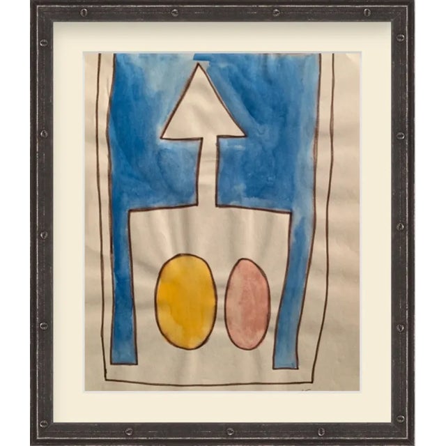 Michael Knigin Abstract 4 Pink, Blue and Yellow 1967 Ink brush and watercolor on paper 8.25"x11" unframed Signed and dated...