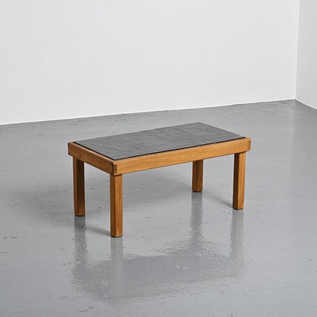 Slate and Wood Coffee Table from Maison Regain, 1980 For Sale - Image 6 of 11