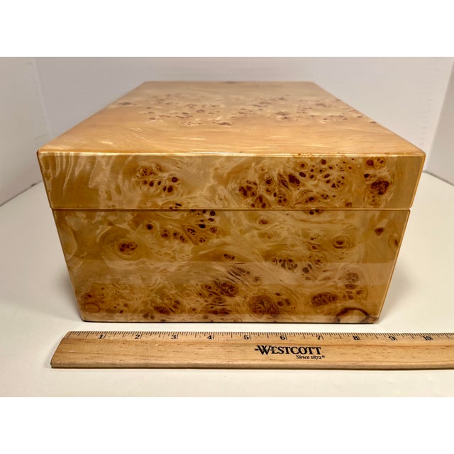 Cuervo Y Sobrinos Swiss-Made Polished Maple Wood Watch & Cigar Presentation Box For Sale - Image 12 of 13